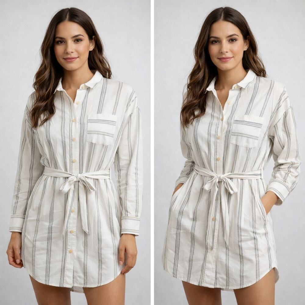 ATM Anthony Thomas Melillo Women's Striped dress Blouse 100% Cotton M